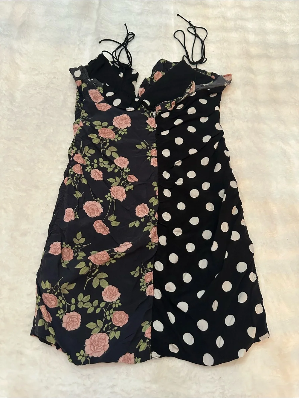 For Love & Lemons Mochi Shirred Mini Dress Roses Polka Dot Floral 39217_8